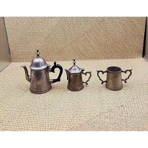 Small Coffee Serving Set Nickel Or Pewter‎ Creamer Pitcher Sugar Dish India